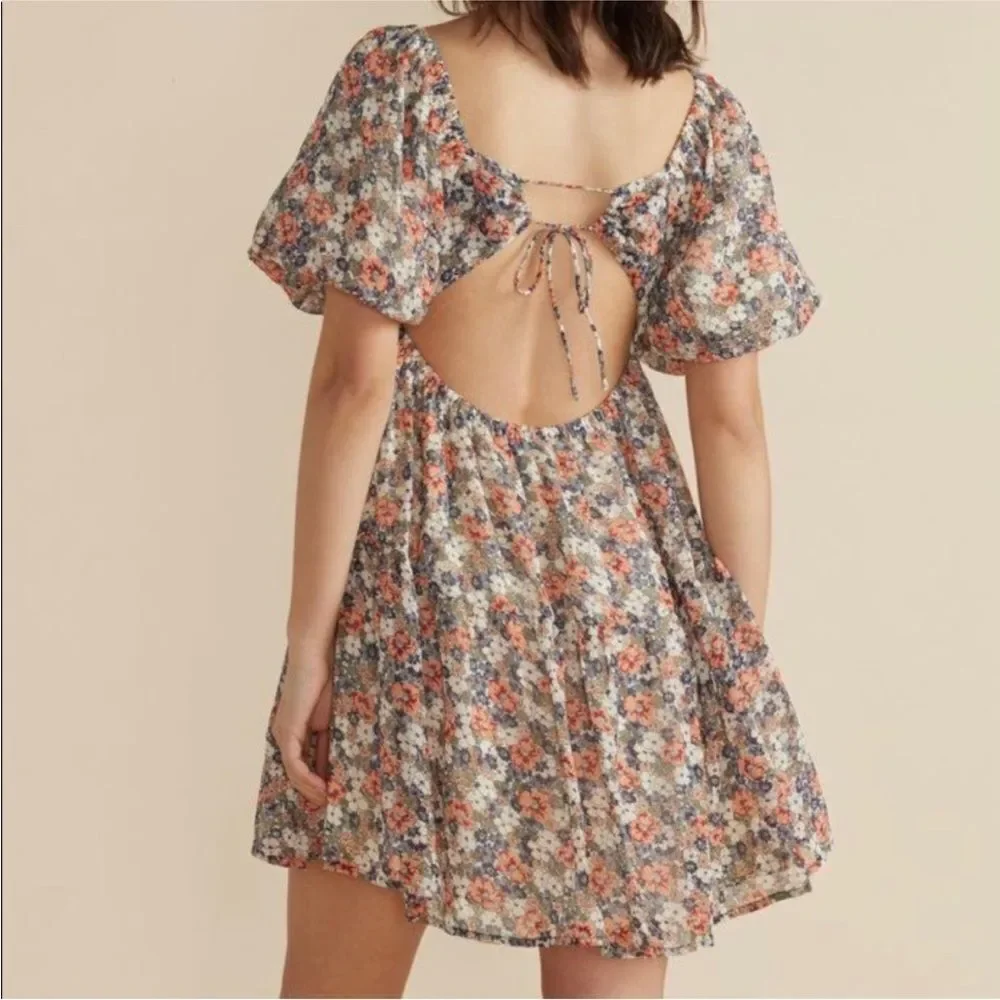 MINKPINK x Revolve Floral Puff Sleeve Sundress XS